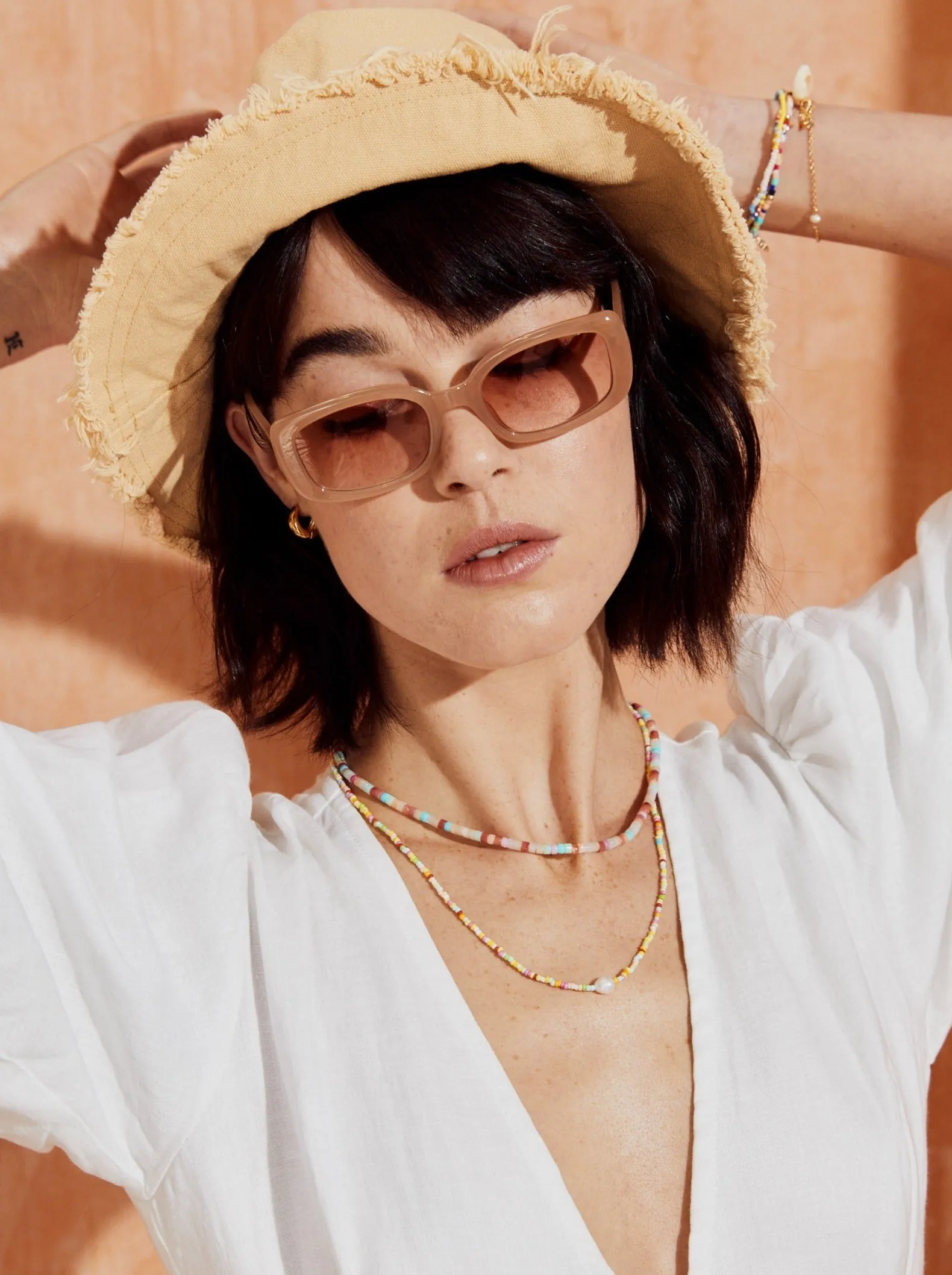 PORTIA RECTANGULAR SUNGLASSES LATTE