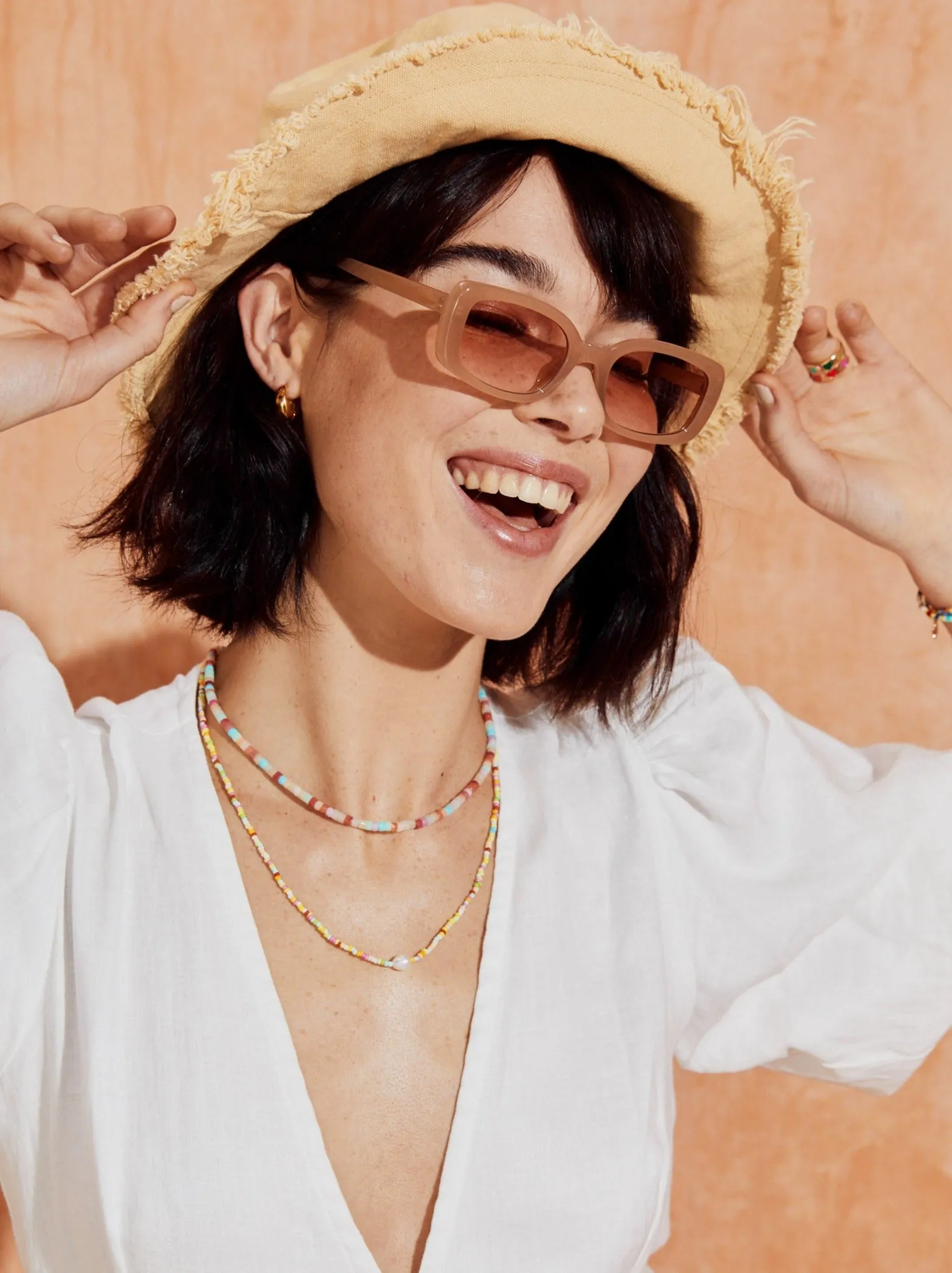 PORTIA RECTANGULAR SUNGLASSES LATTE