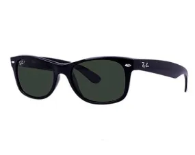 RAY-BAN New Wayfarer Classic 55 Black - Green Classic G-15 Polarized Sunglasses