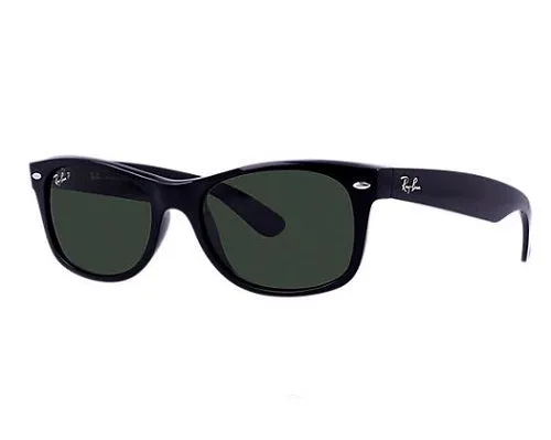 RAY-BAN New Wayfarer Classic 55 Black - Green Classic G-15 Polarized Sunglasses