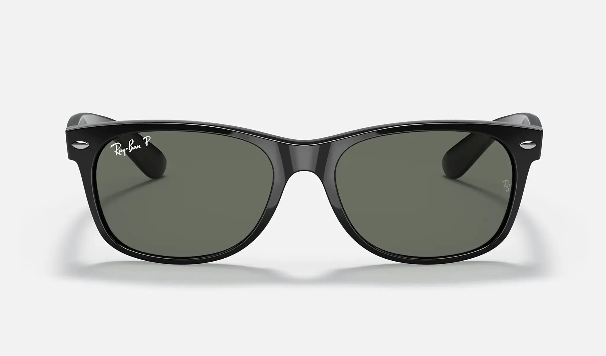 RAY-BAN New Wayfarer Classic 55 Black - Green Classic G-15 Polarized Sunglasses