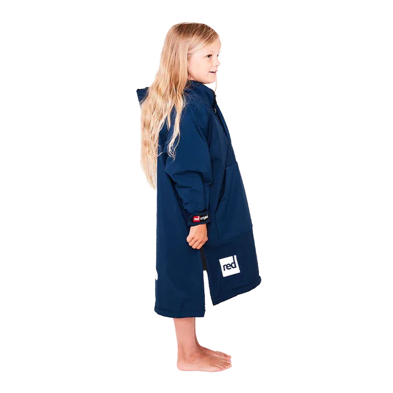 Red Original Change Kids Poncho Half-Zip Long Sleeve - Navy