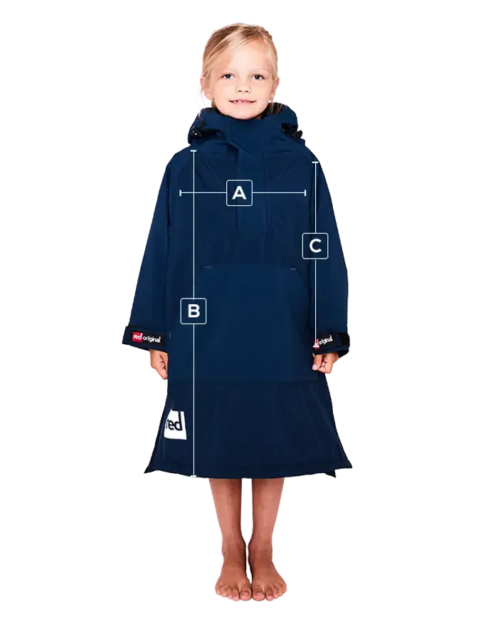 Red Original Change Kids Poncho Half-Zip Long Sleeve - Navy