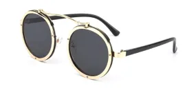 Retro Round Black  Gold Sunglasses for Men - Classy Vintage Style