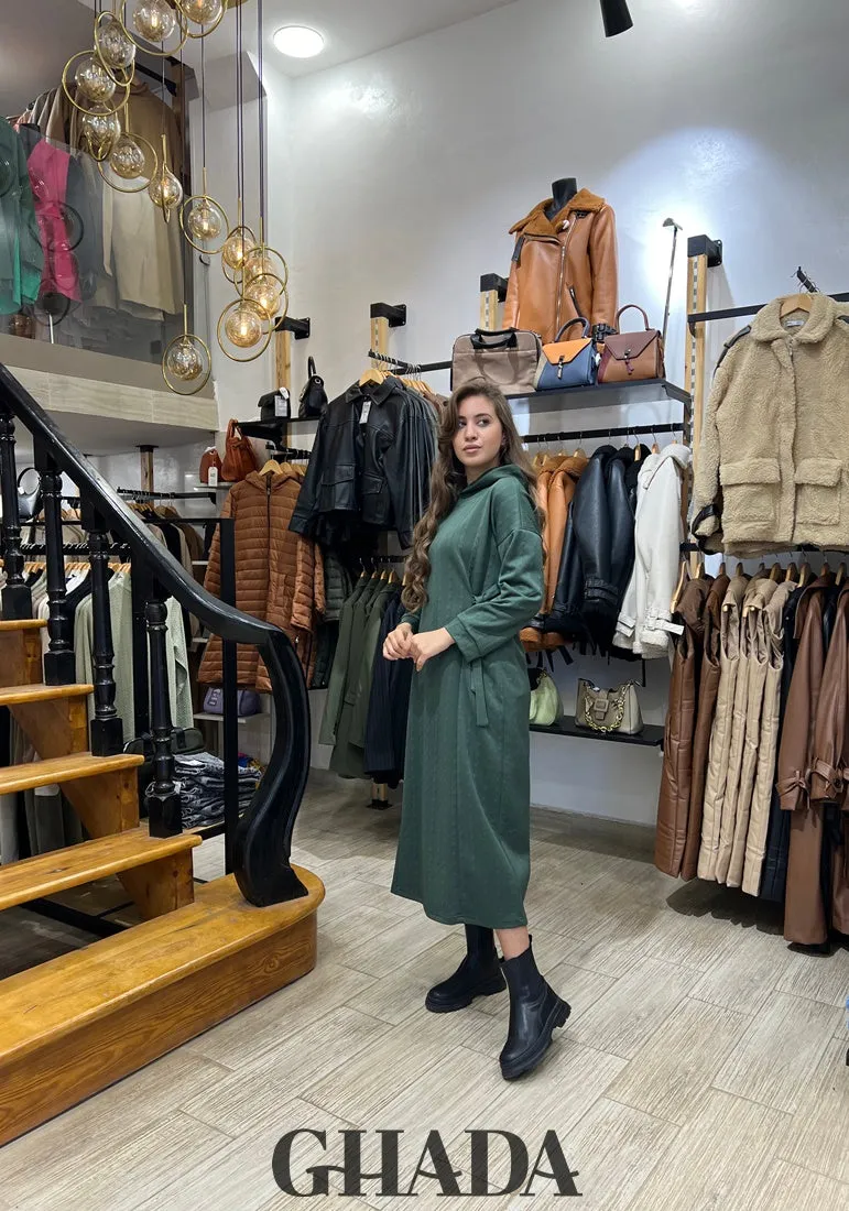 Robe à capuches en vert olive
