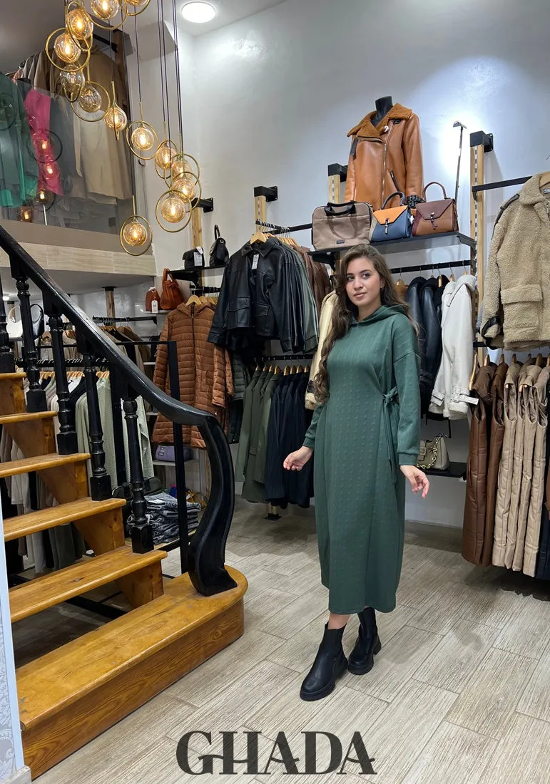Robe à capuches en vert olive