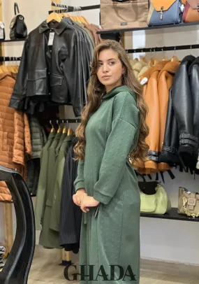 Robe à capuches en vert olive