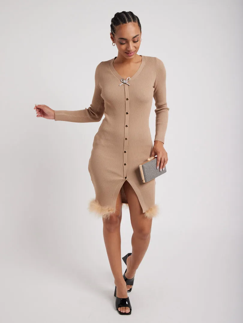Robe en maille détail fourrure