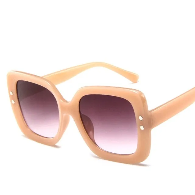 Round Acrylic Mirror Gradient Lens Oversized Frame Square Sunglasses