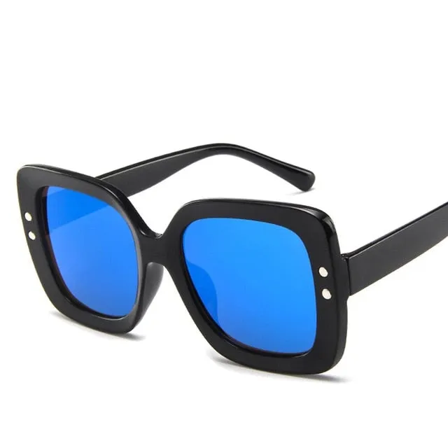 Round Acrylic Mirror Gradient Lens Oversized Frame Square Sunglasses