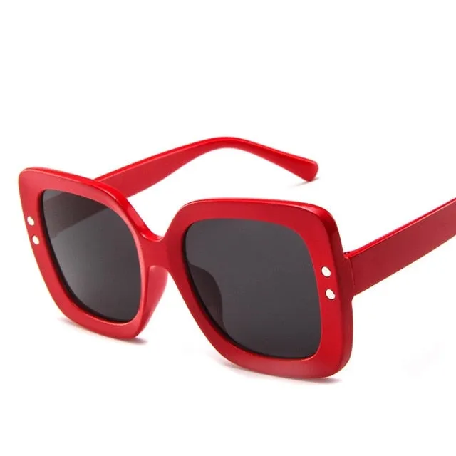 Round Acrylic Mirror Gradient Lens Oversized Frame Square Sunglasses