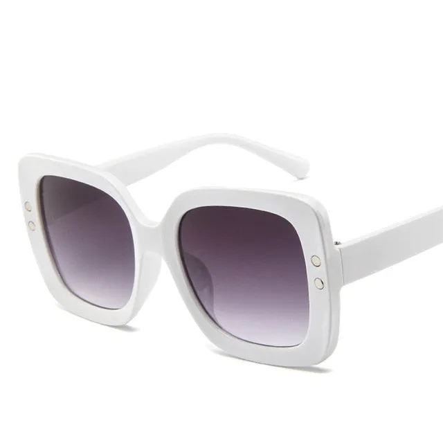 Round Acrylic Mirror Gradient Lens Oversized Frame Square Sunglasses