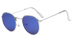 Round Blue Silver Sunglasses for Men  Classy Style and UV Protection
