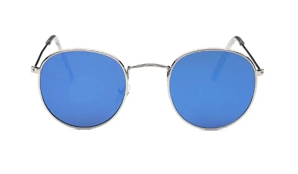 Round Blue Silver Sunglasses for Men  Classy Style and UV Protection