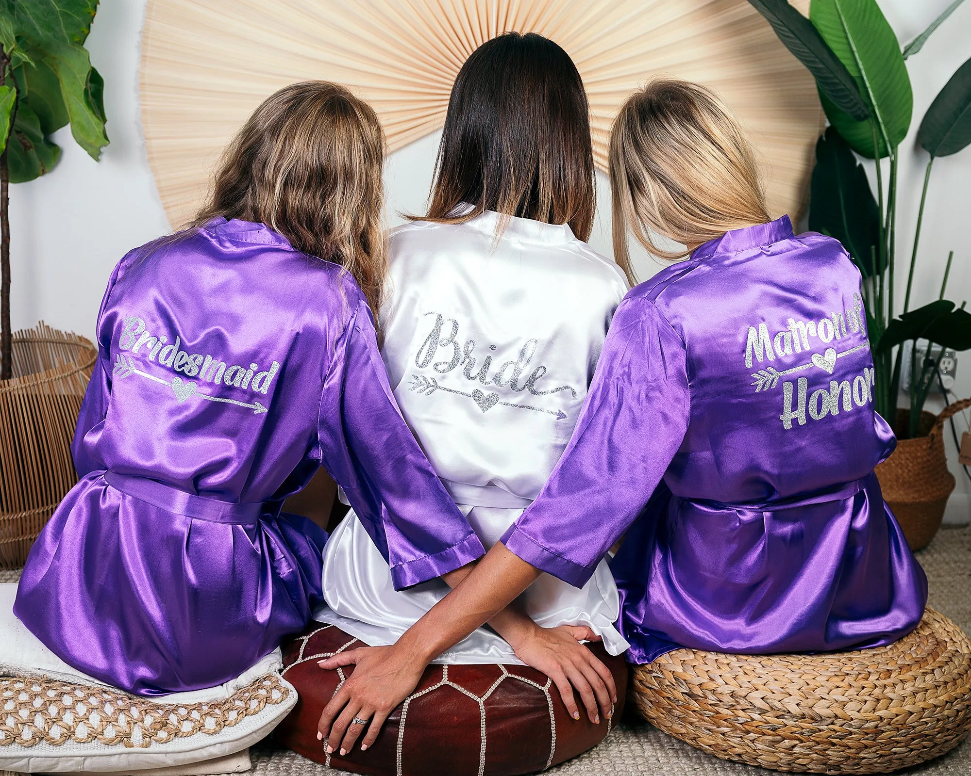 Set of 9 Custom Satin Bridesmaids Robes, wedding robes - Bridal Shower Robes - Glitter Arrow