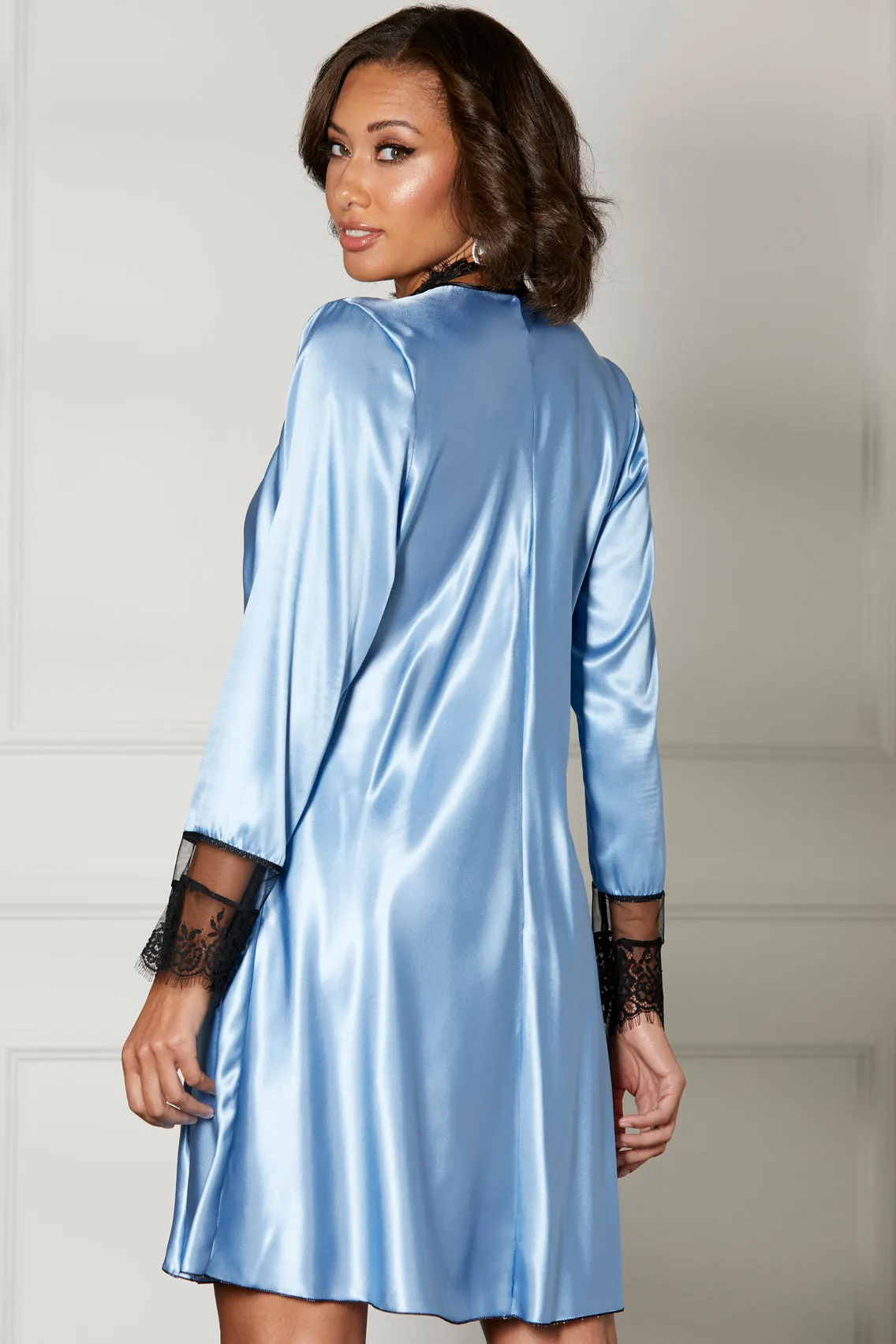 Silky Satin & Eyelash Lace Robe