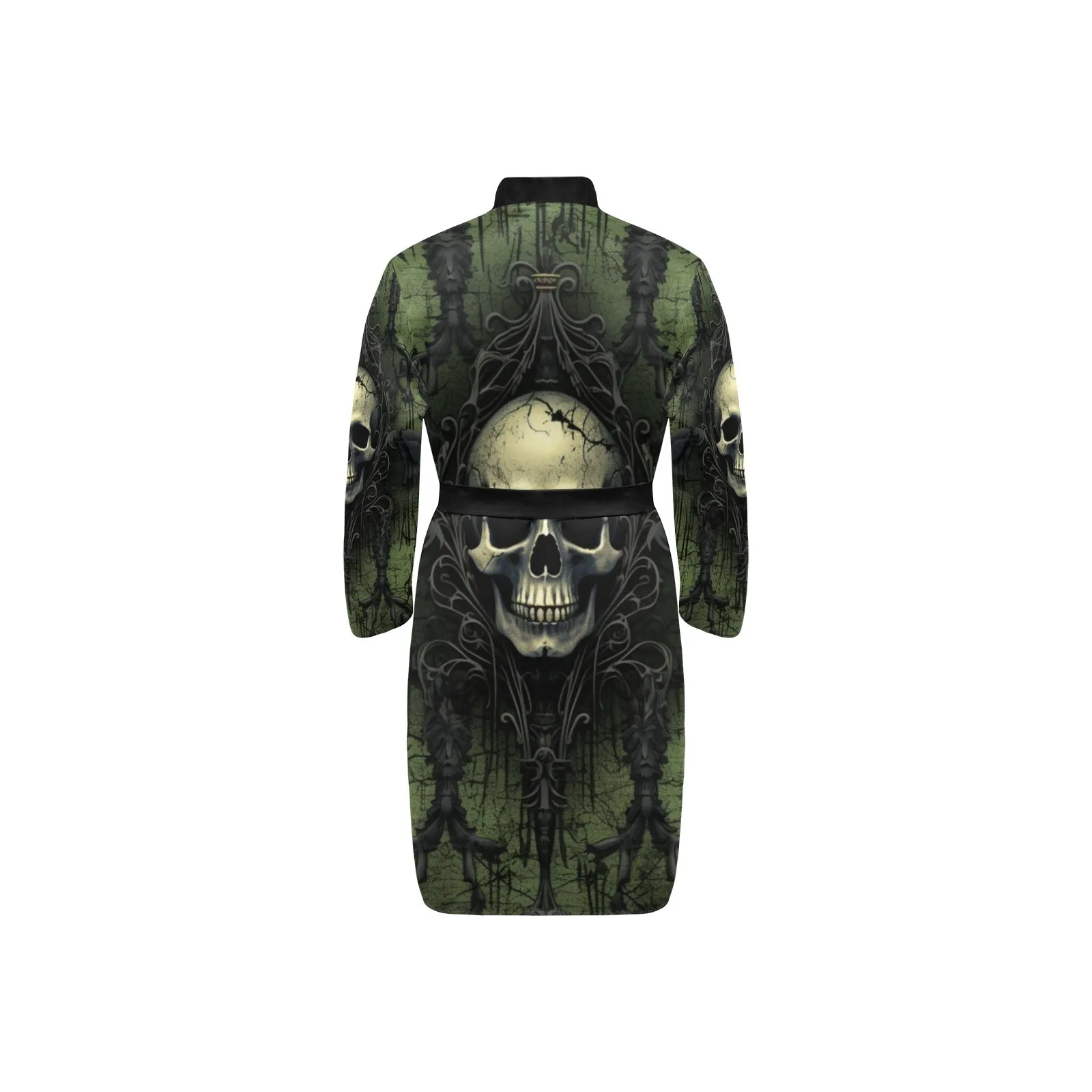 Skull And Gothic Green Belted Night Robe