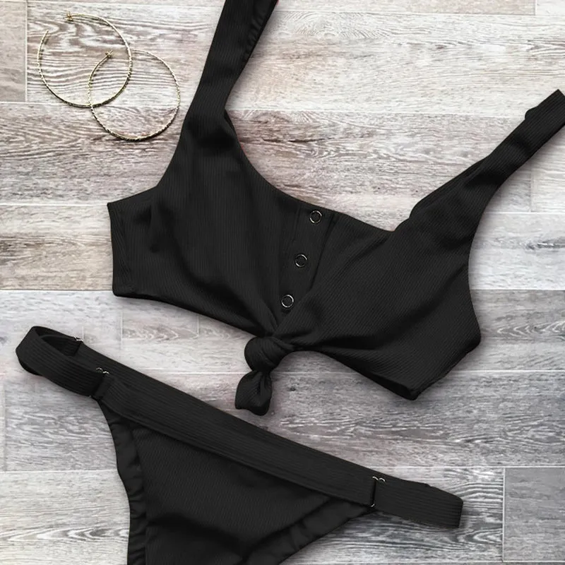 Summer Bright Color Low Rise Thong Bottom Bikinis