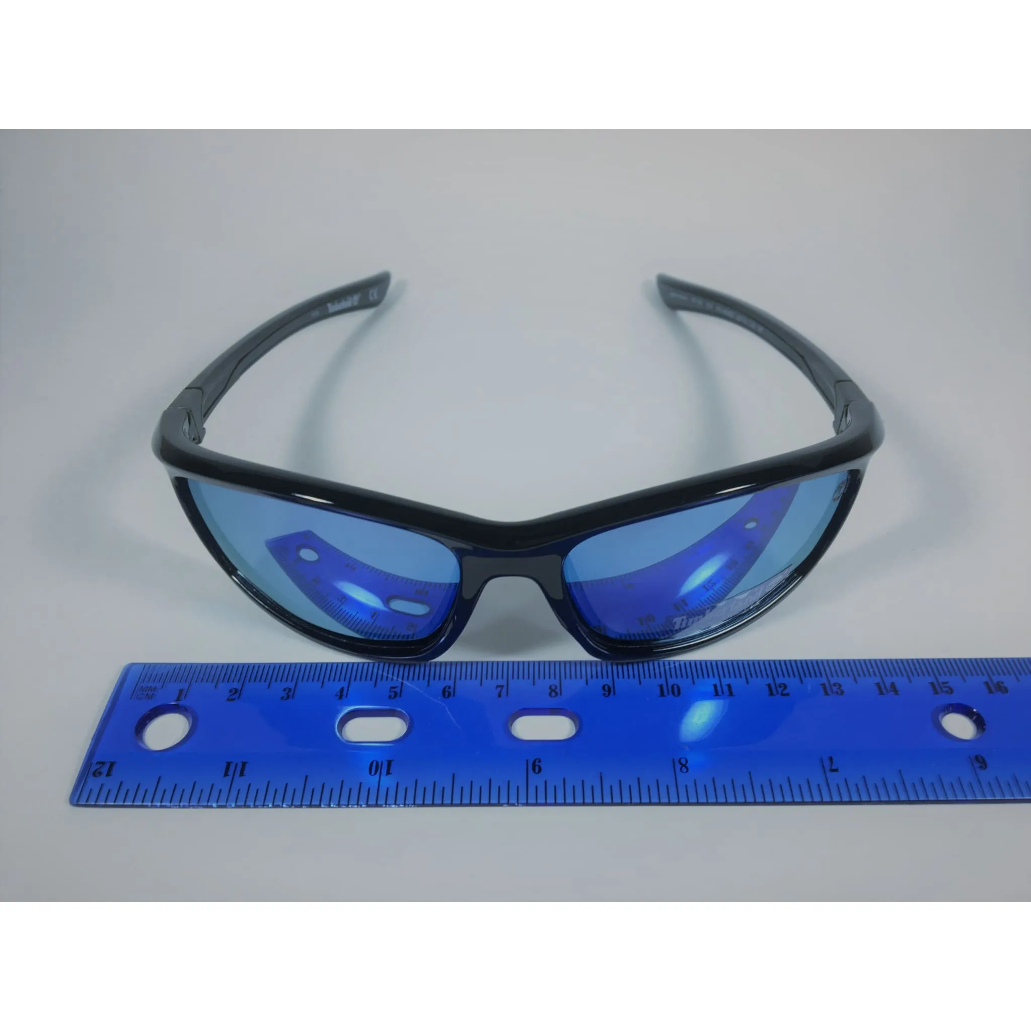 Timberland Polarized Wrap Sunglasses Black Frame Blue Mirror Lens TB7149 6201D