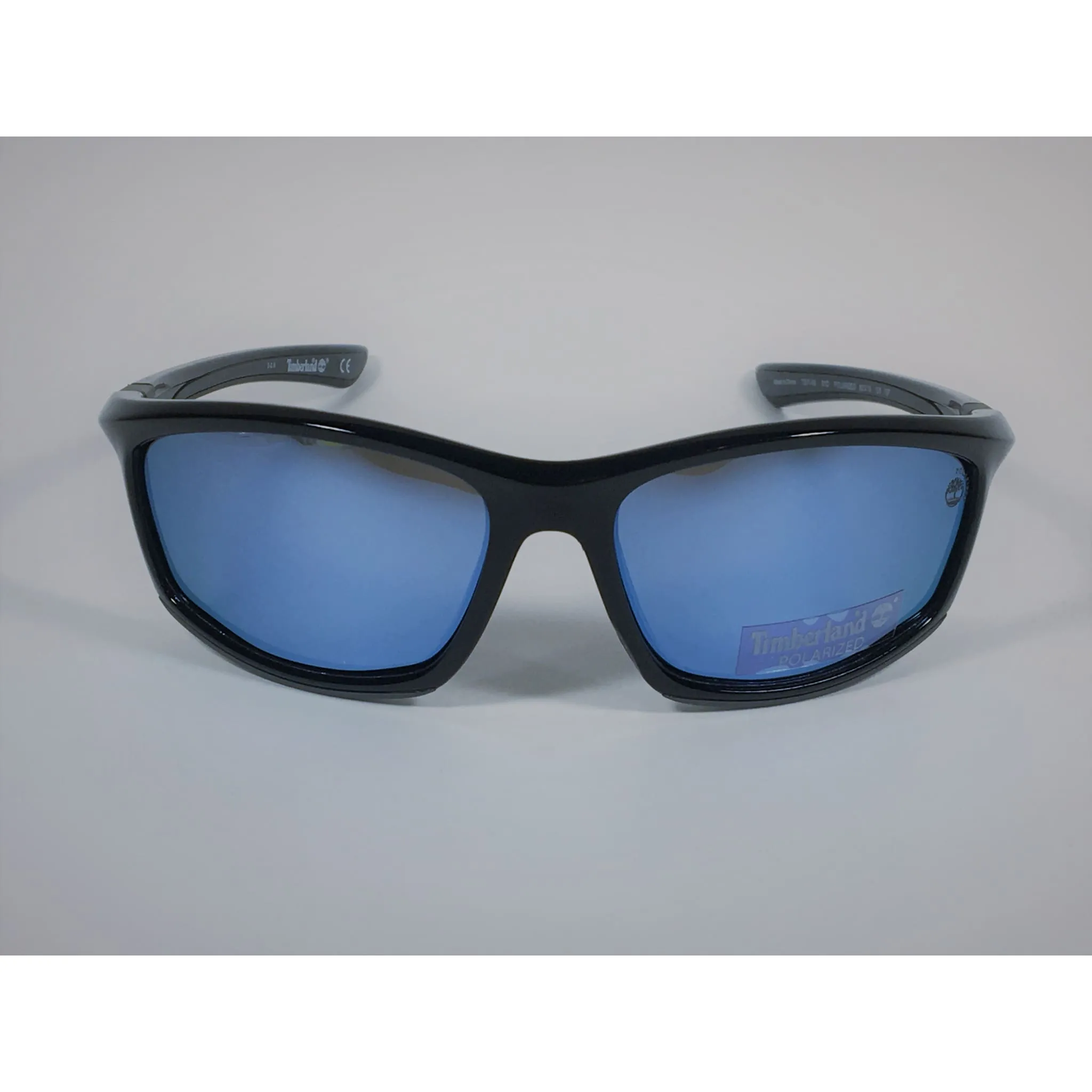 Timberland Polarized Wrap Sunglasses Black Frame Blue Mirror Lens TB7149 6201D
