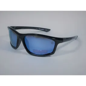 Timberland Polarized Wrap Sunglasses Black Frame Blue Mirror Lens TB7149 6201D