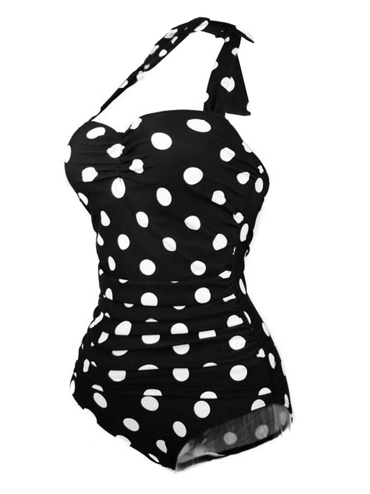 Upopby Halter Polka Dot One-Piece Swimsuit