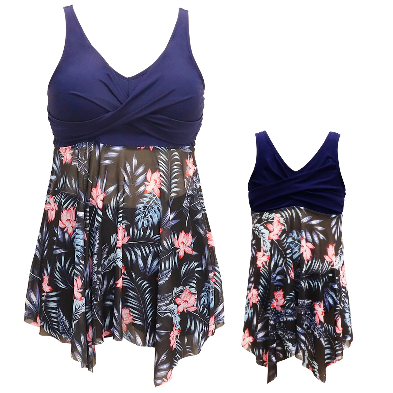 V neck Backless Mommy and Me Swimsuits