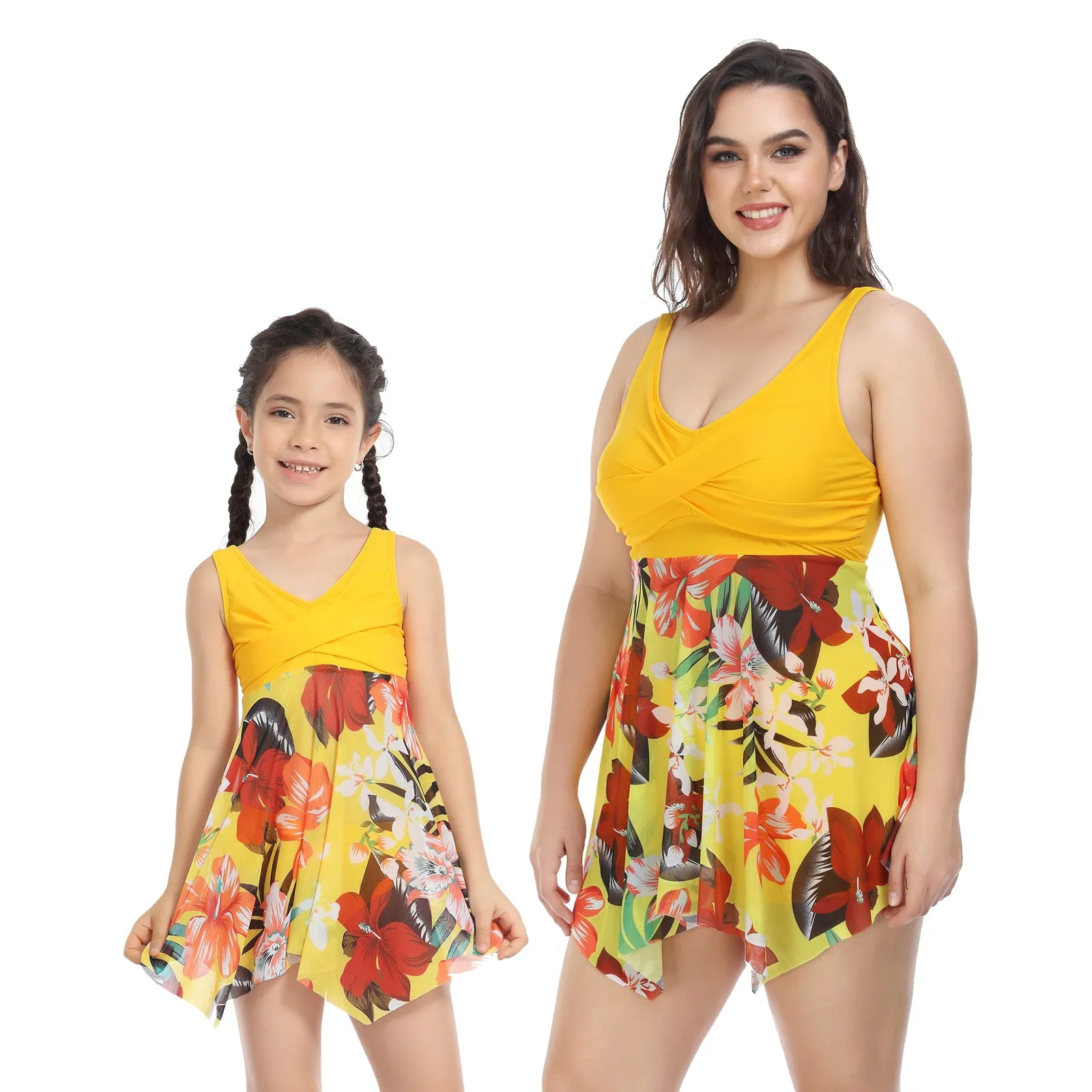 V neck Backless Mommy and Me Swimsuits