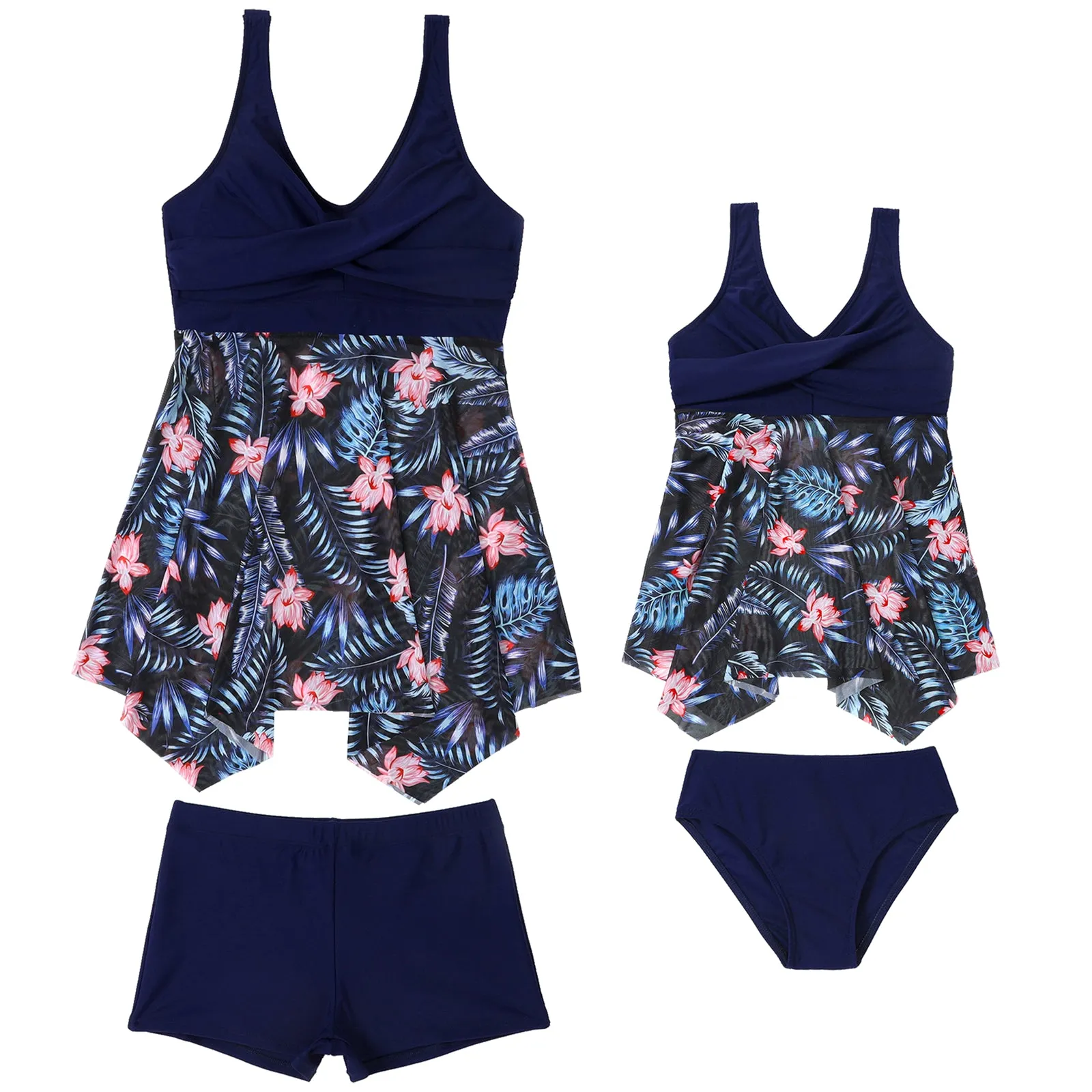 V neck Backless Mommy and Me Swimsuits