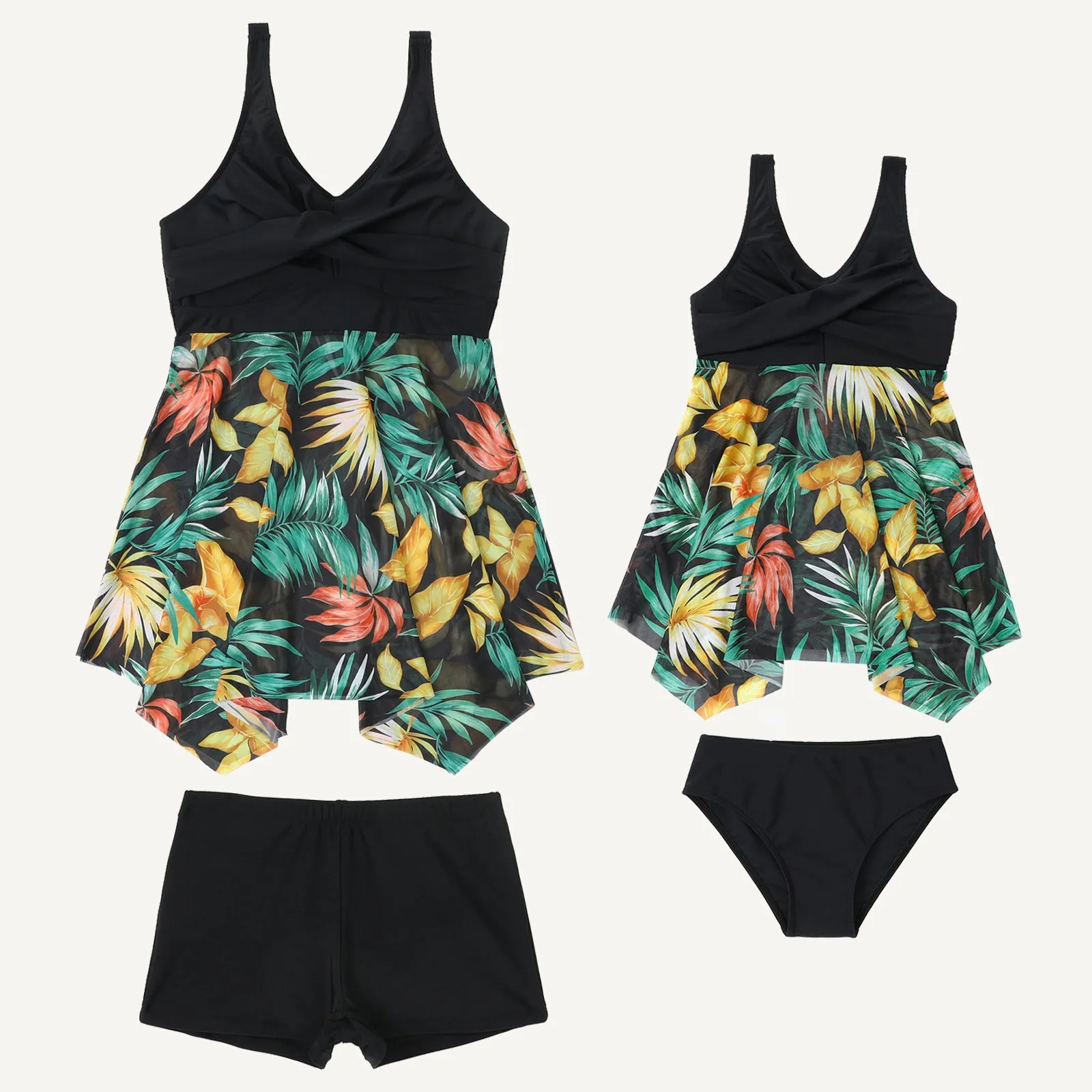 V neck Backless Mommy and Me Swimsuits