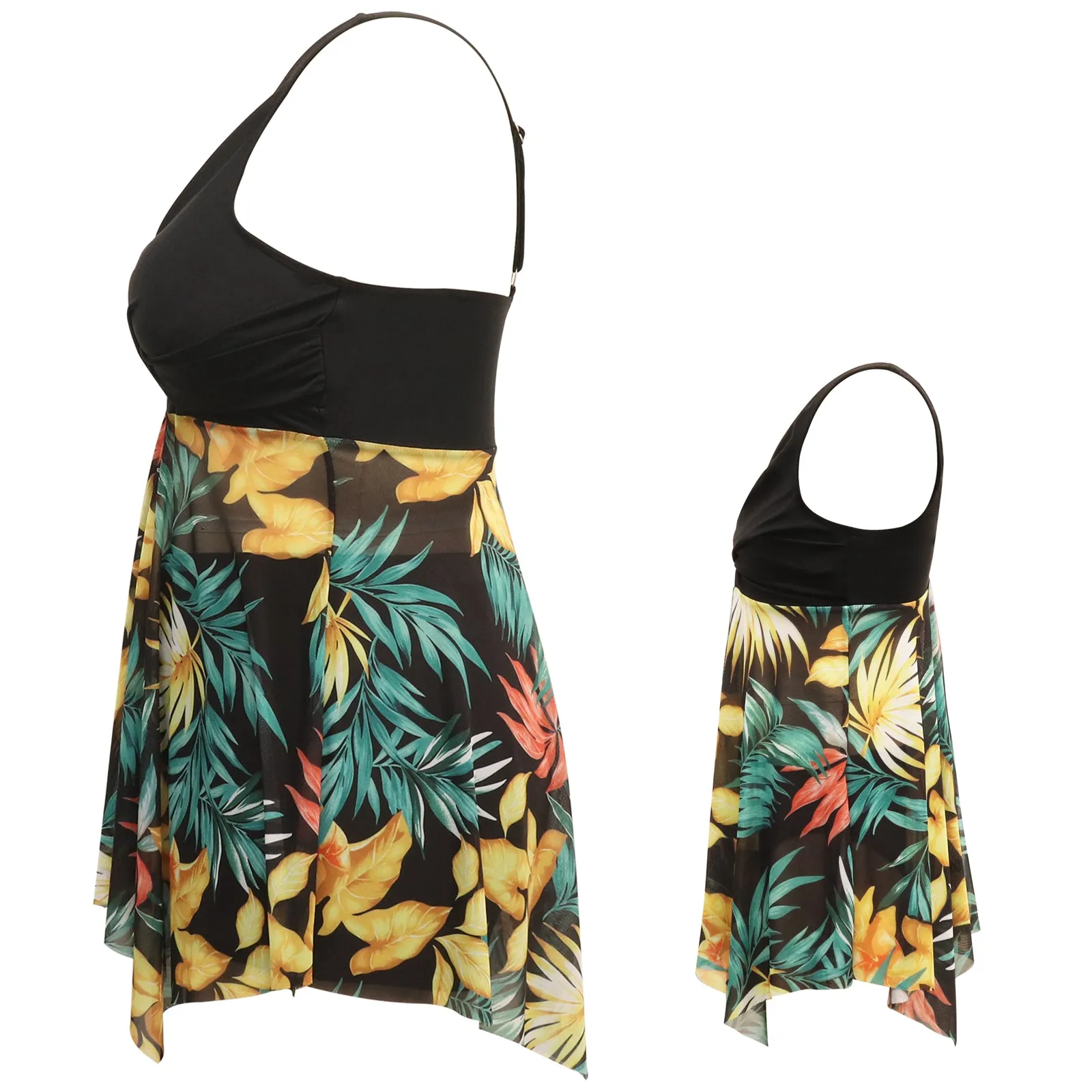 V neck Backless Mommy and Me Swimsuits
