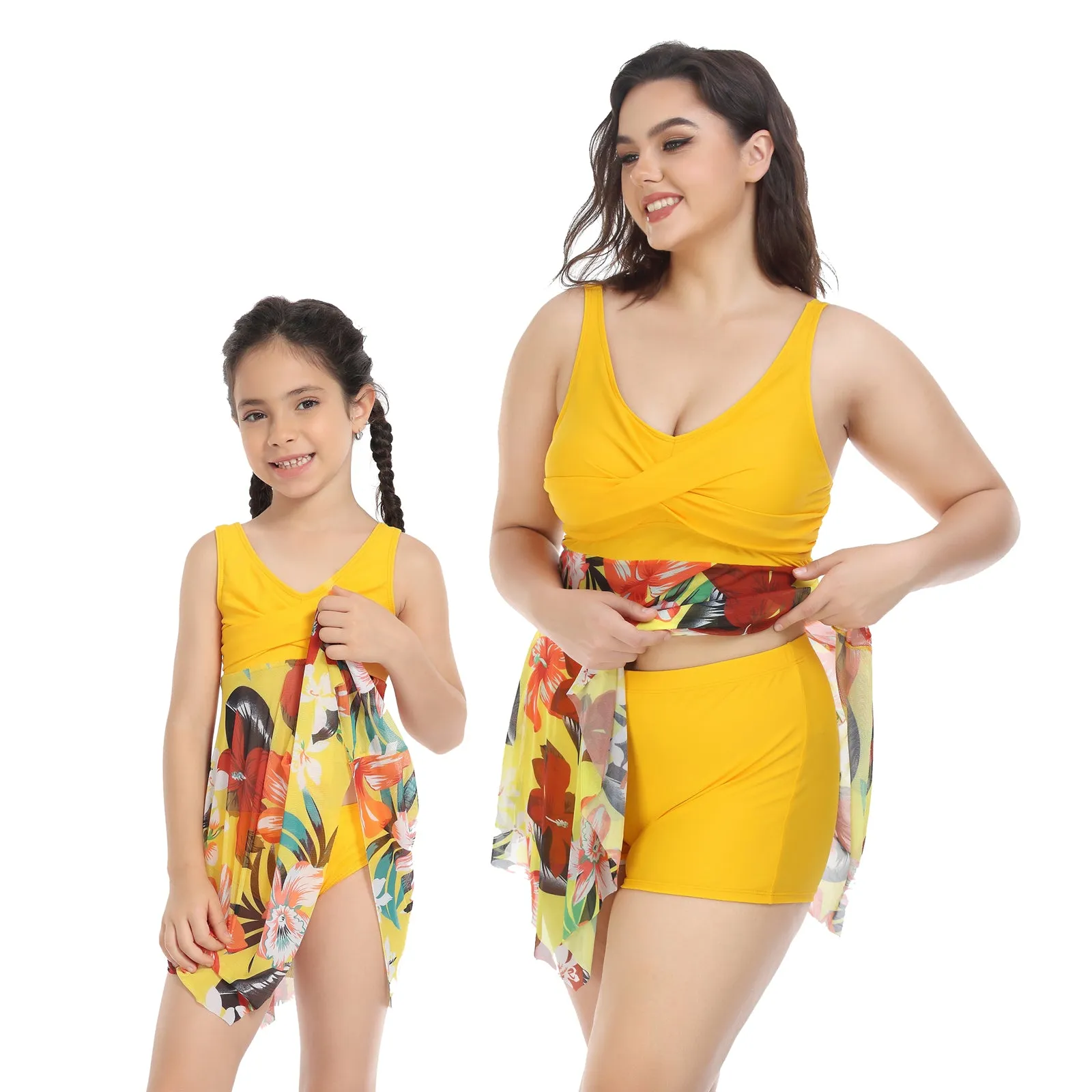 V neck Backless Mommy and Me Swimsuits