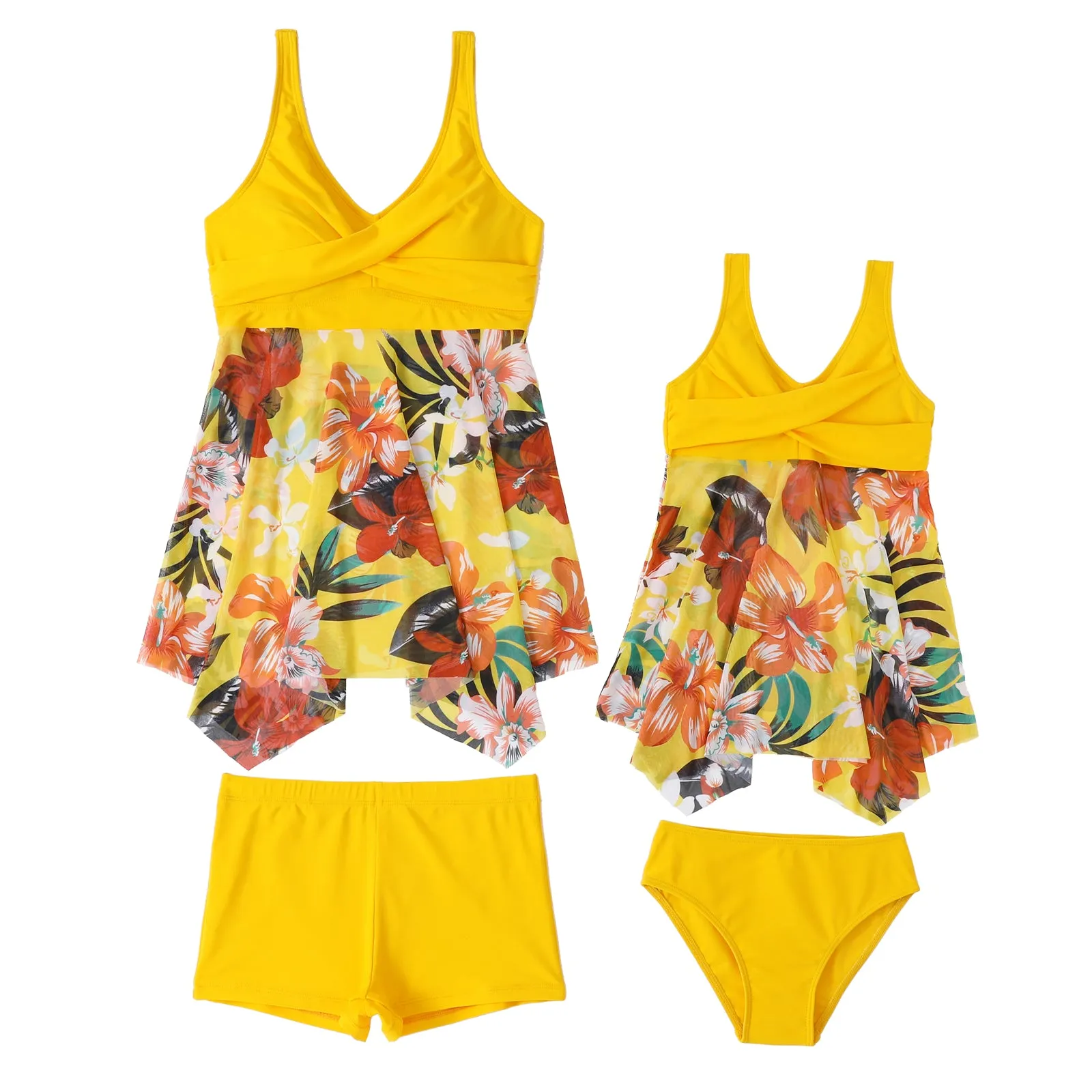 V neck Backless Mommy and Me Swimsuits