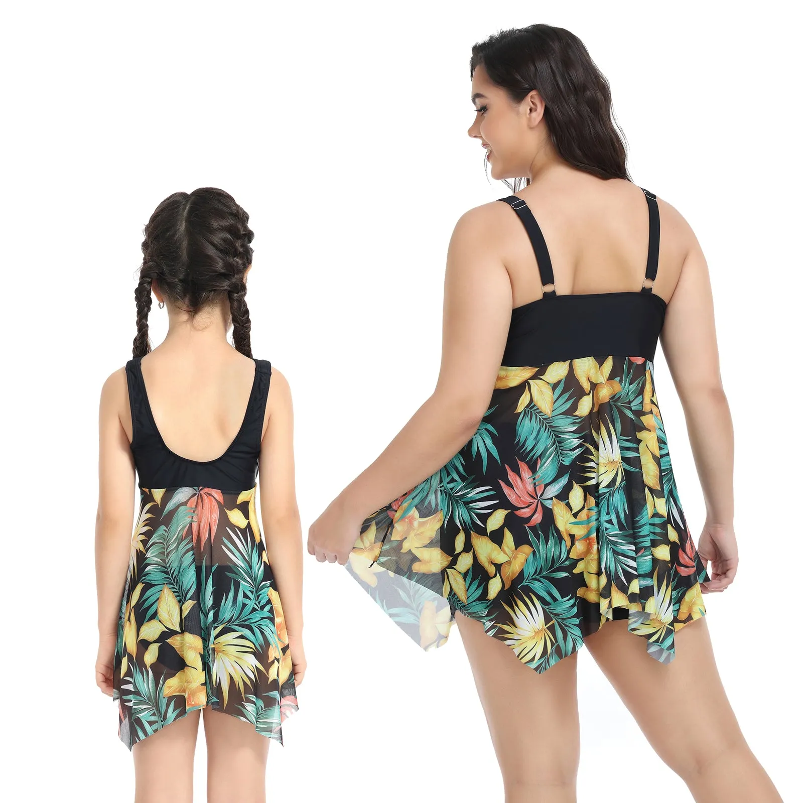 V neck Backless Mommy and Me Swimsuits