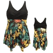 V neck Backless Mommy and Me Swimsuits