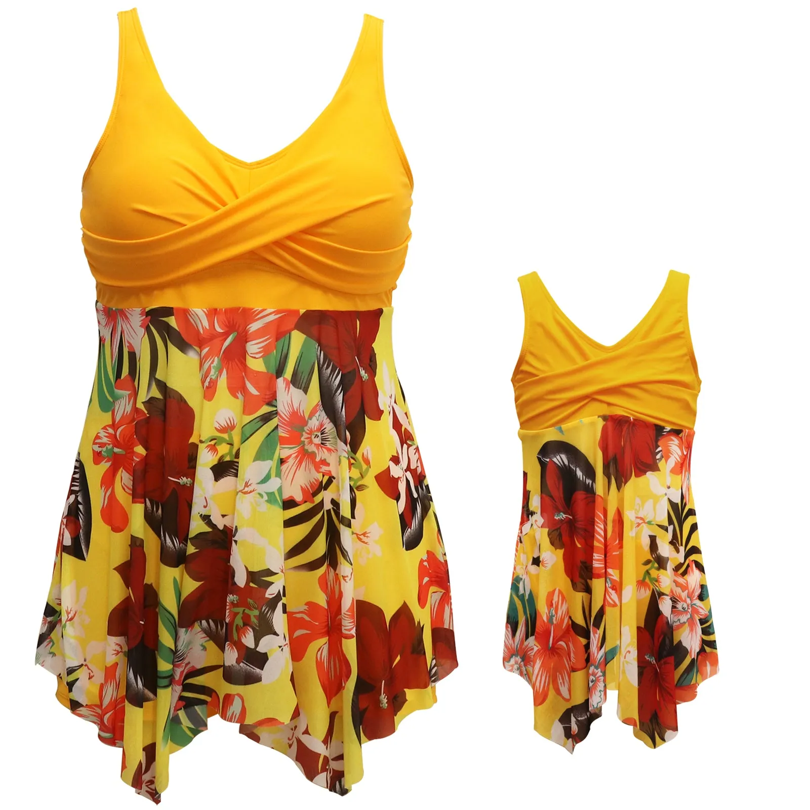 V neck Backless Mommy and Me Swimsuits