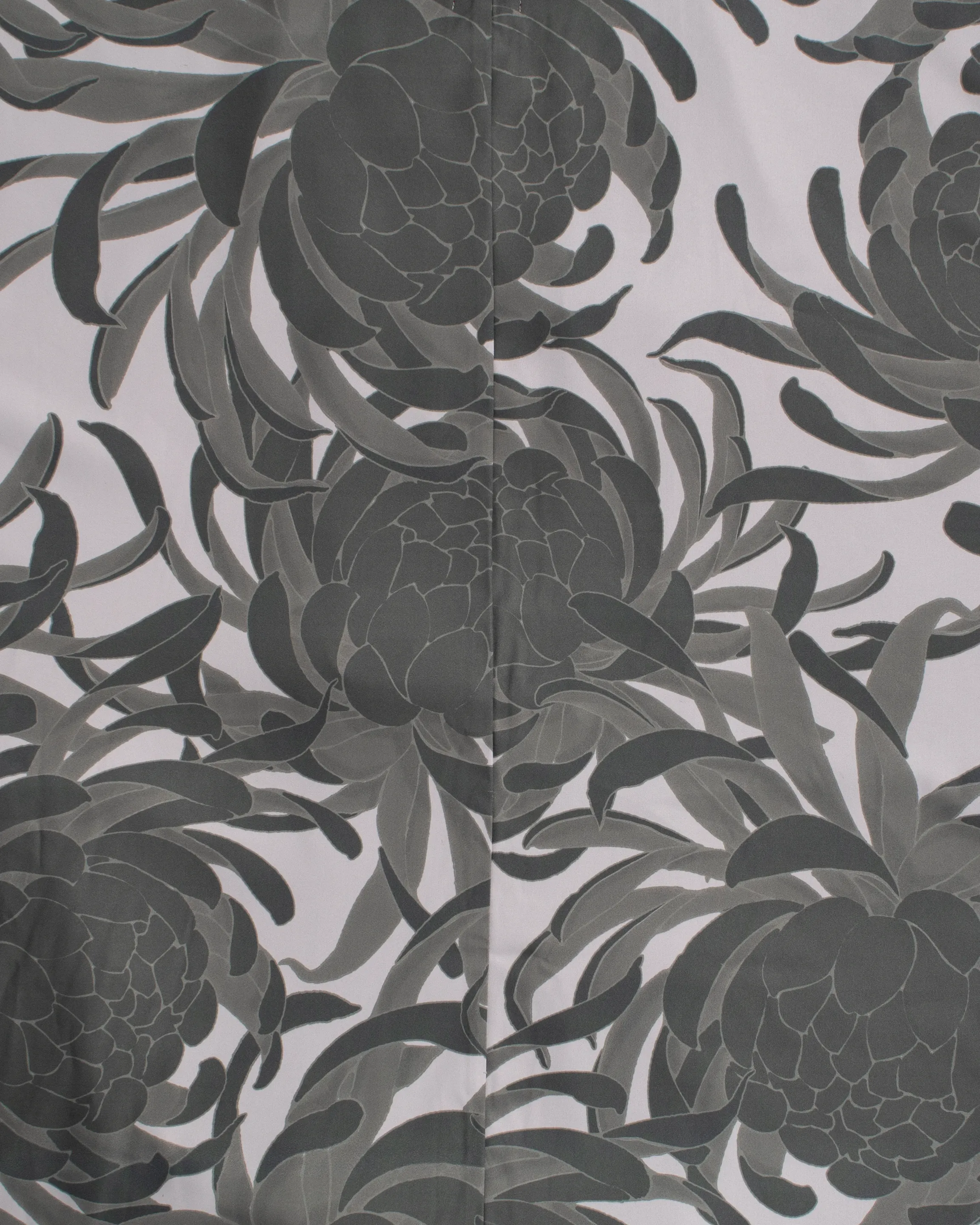 Wa-Modern Haori Robe, Grey Flower Pattern