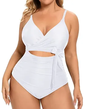 Waist-Enhancing High Waisted Tummy Control Swimwear-White