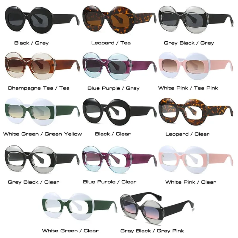 Wellia Two Tone Retro Round Sunglasses - 11 Colors