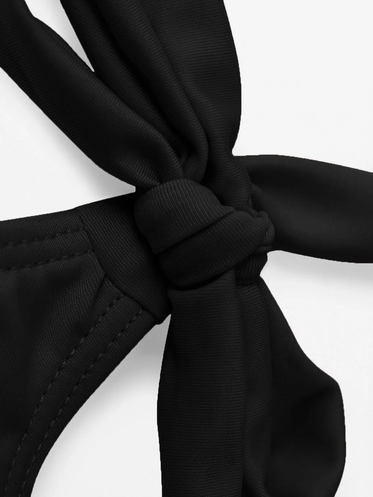 Wholesale Black Halter Plain Self-Tie Bowknot 2 Piece Bikinis