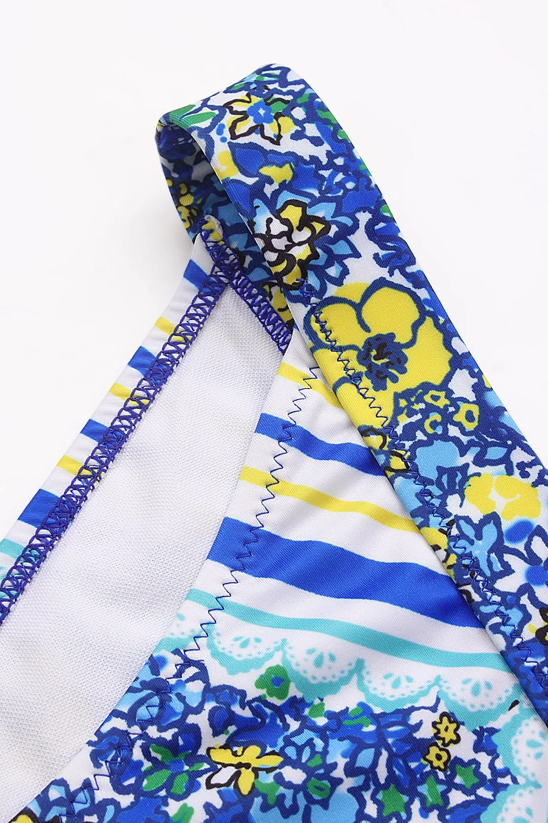 Wholesale Blue Floral Print Two Piece Bikini