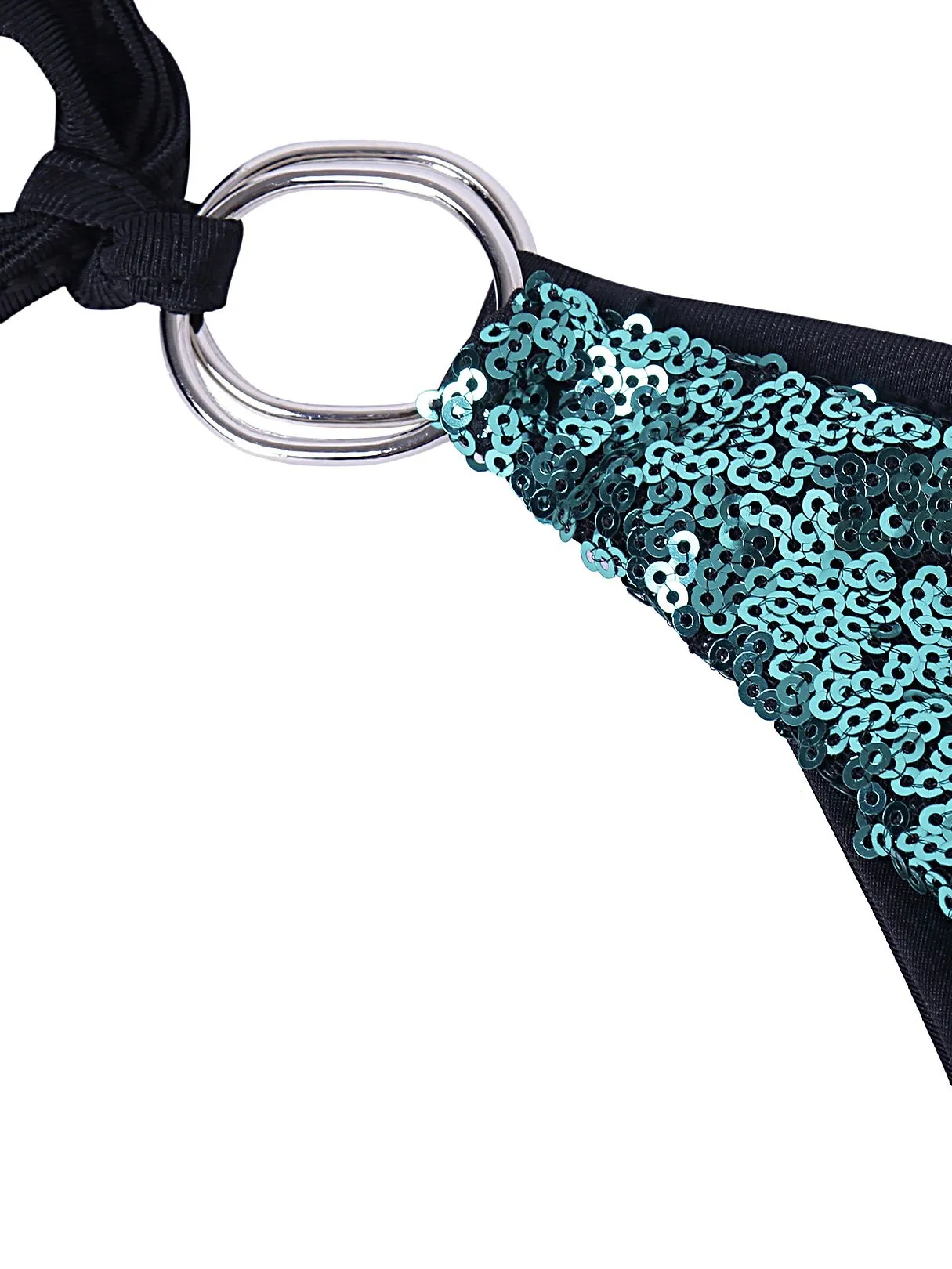 Wholesale Green V-Neck Sleeveless Sequins Embellished Bikinis