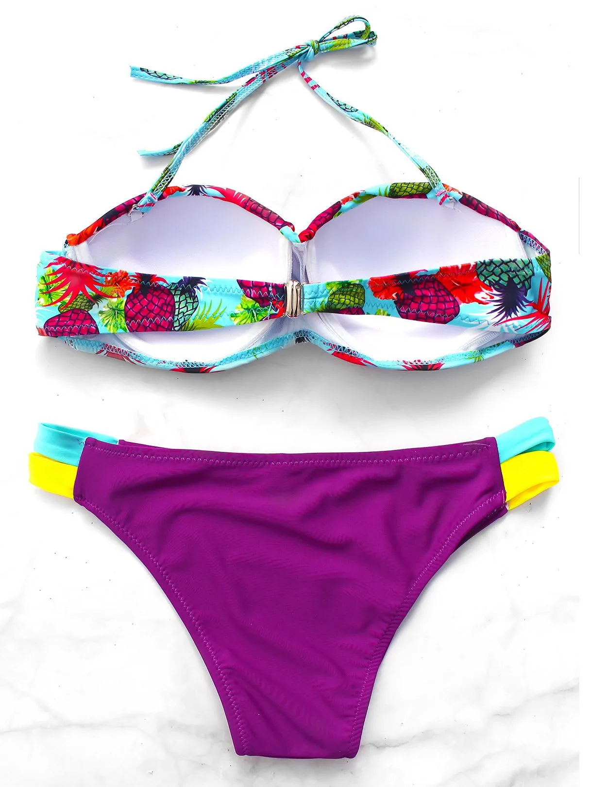 Wholesale Halter V-Neck Sleeveless Floral Print Bikinis