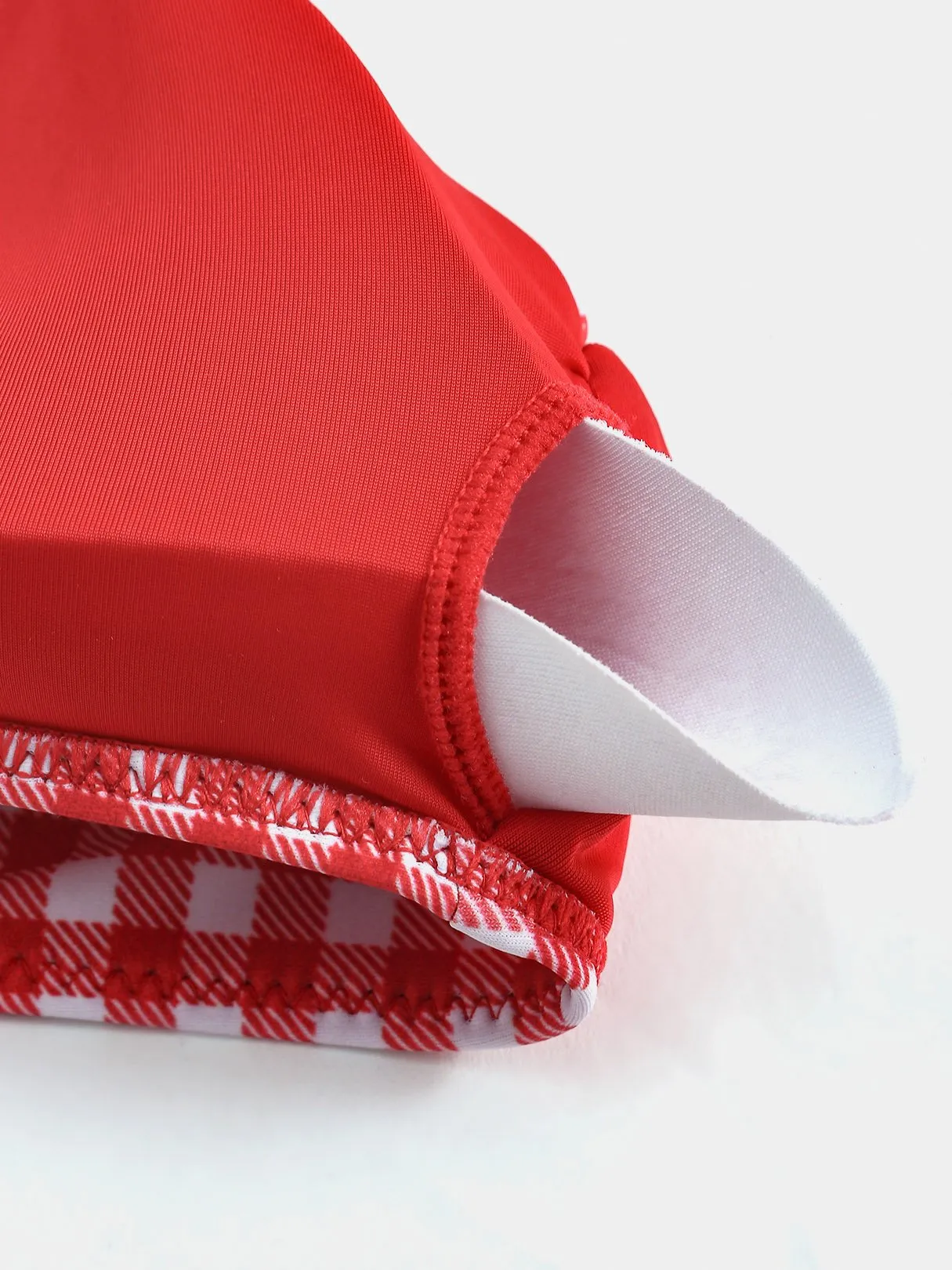 Wholesale Red V-Neck Sleeveless Grid Bikini Sets