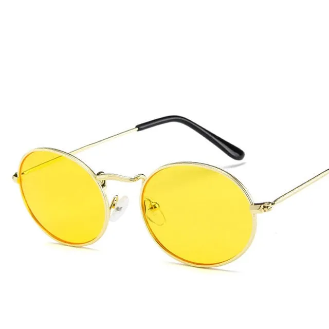 Women's Oval Retro Metal Sunglasses