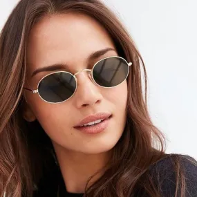 Women's Oval Retro Metal Sunglasses