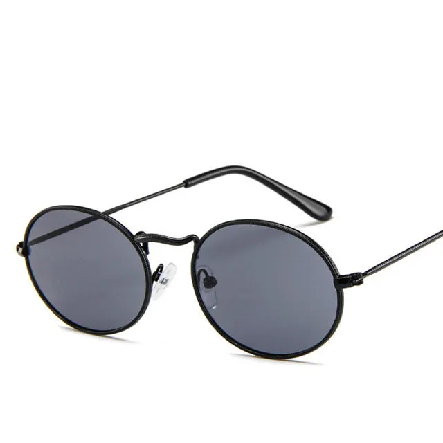 Women's Oval Retro Metal Sunglasses
