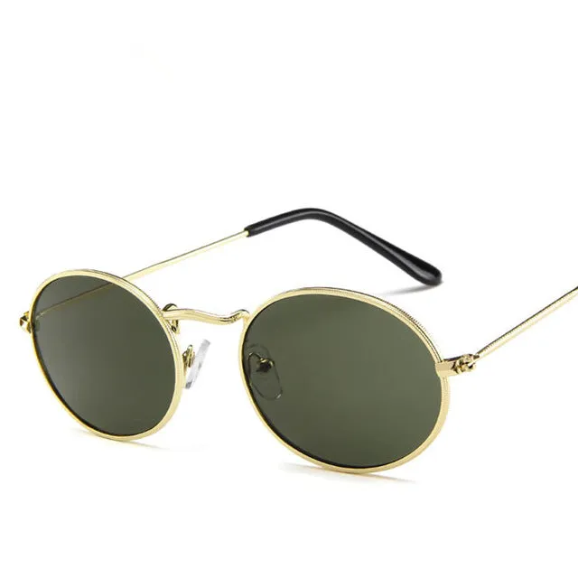 Women's Oval Retro Metal Sunglasses