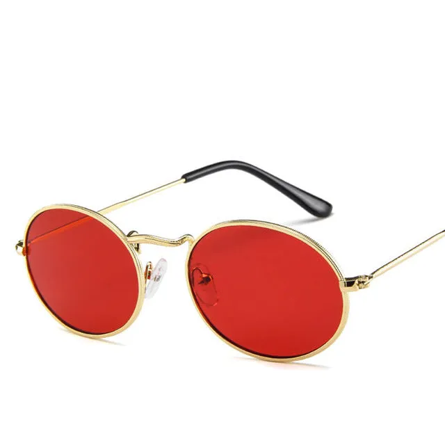 Women's Oval Retro Metal Sunglasses