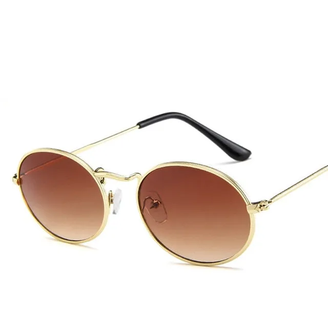 Women's Oval Retro Metal Sunglasses